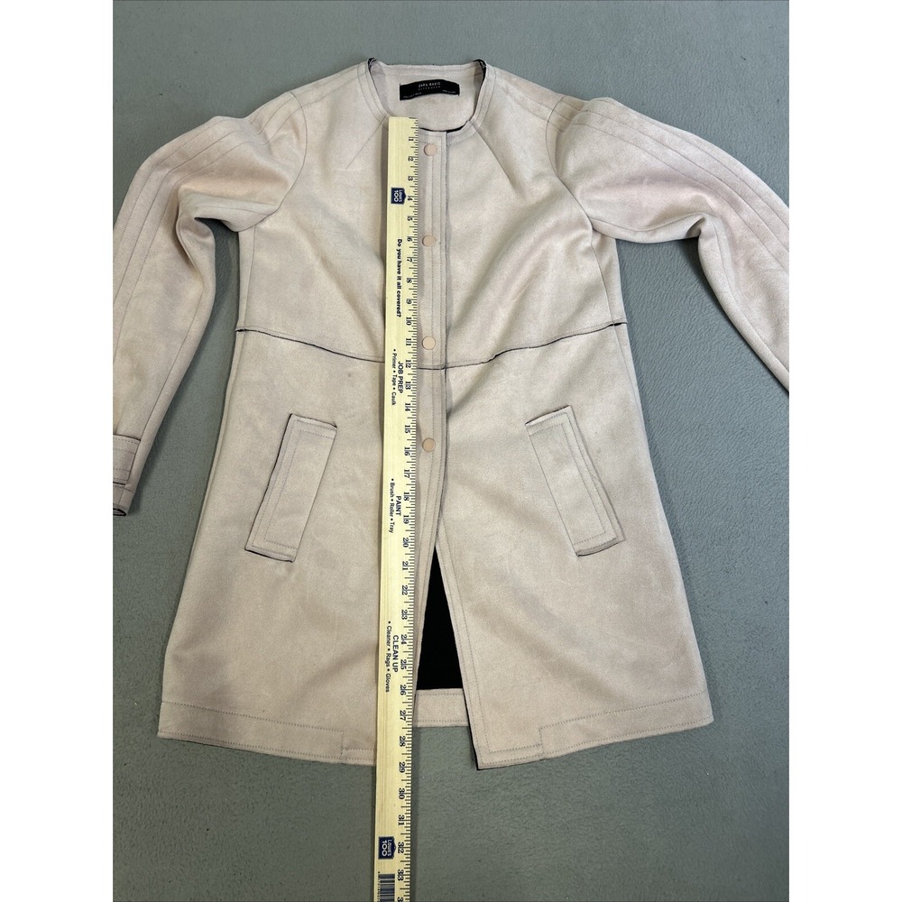 Zara Basics Womens Outerwear Pale Pink Faux Suede Jacket Size Small Pea Coat - Picture 14 of 16